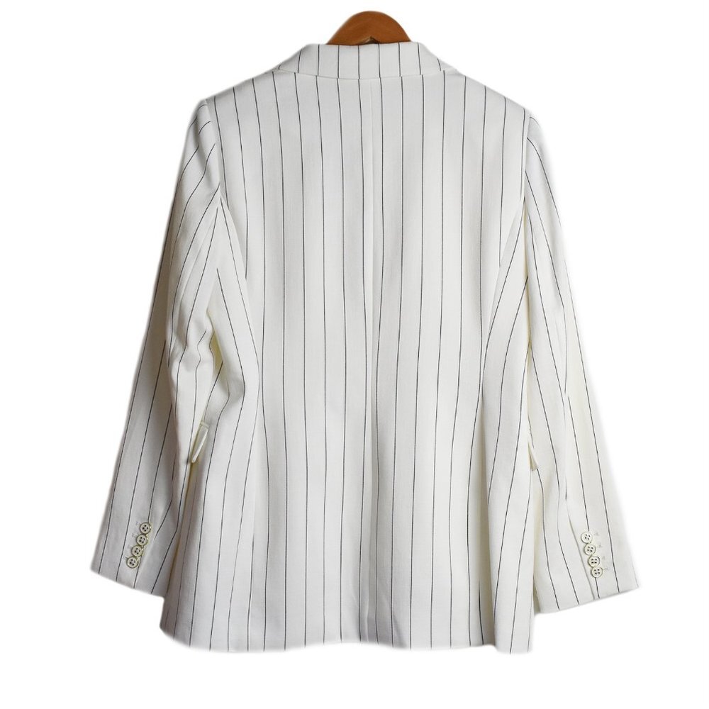 Tommy Hilfiger Women’s Blazer Ivory Striped Suit Jacket Size 16 NEW - Picture 4 of 6
